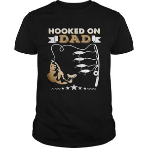 Fishing Hooked On Dad Happy Fathers Day Stars Shirt